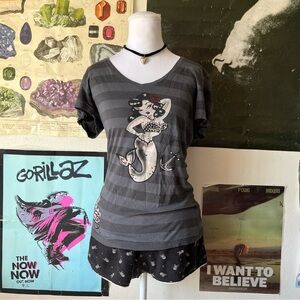💋 Gothabilly Mermaid Striped Tee 💋